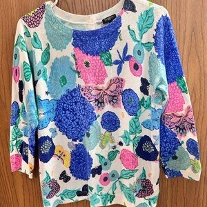Talbots Blue and Pink Floral Sweater